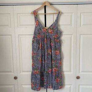 Johnny Was Silk checkered floral Dress